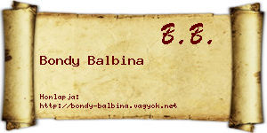 Bondy Balbina névjegykártya